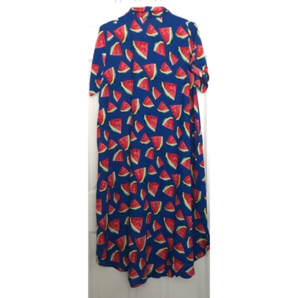 NWOT Watermelon Print Polo Dress 2X Pocket Half Button Up Collar Short Sleeve - Picture 2 of 6